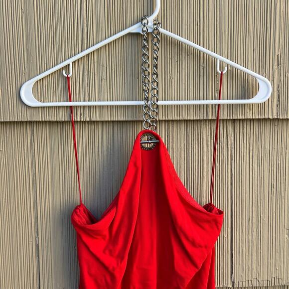 Ralph Lauren Black Label Red Chain Halter Dress Size 6 - Picture 4 of 12